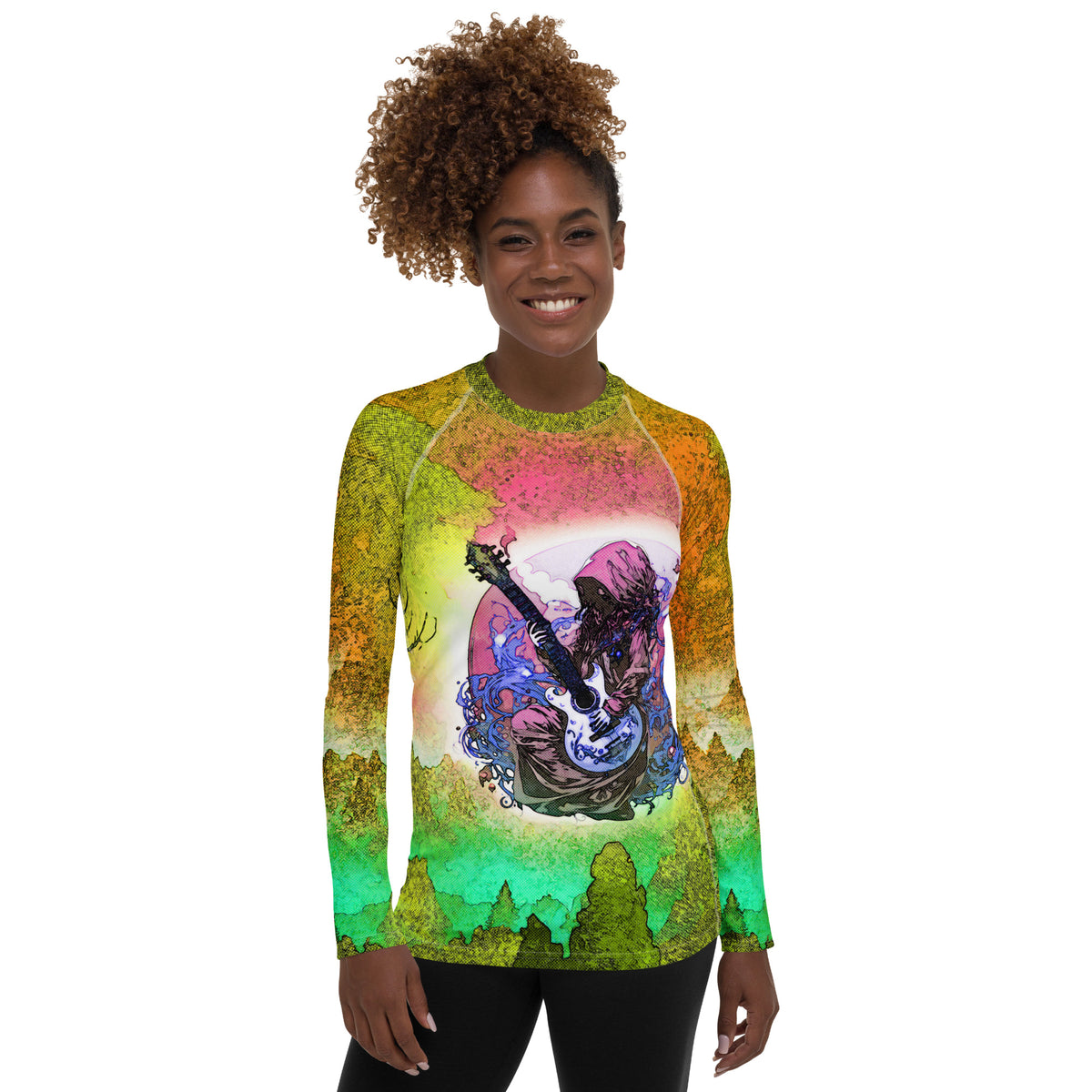 Set Sail With The Vibrant Violin Voyage Women's Rash Guard