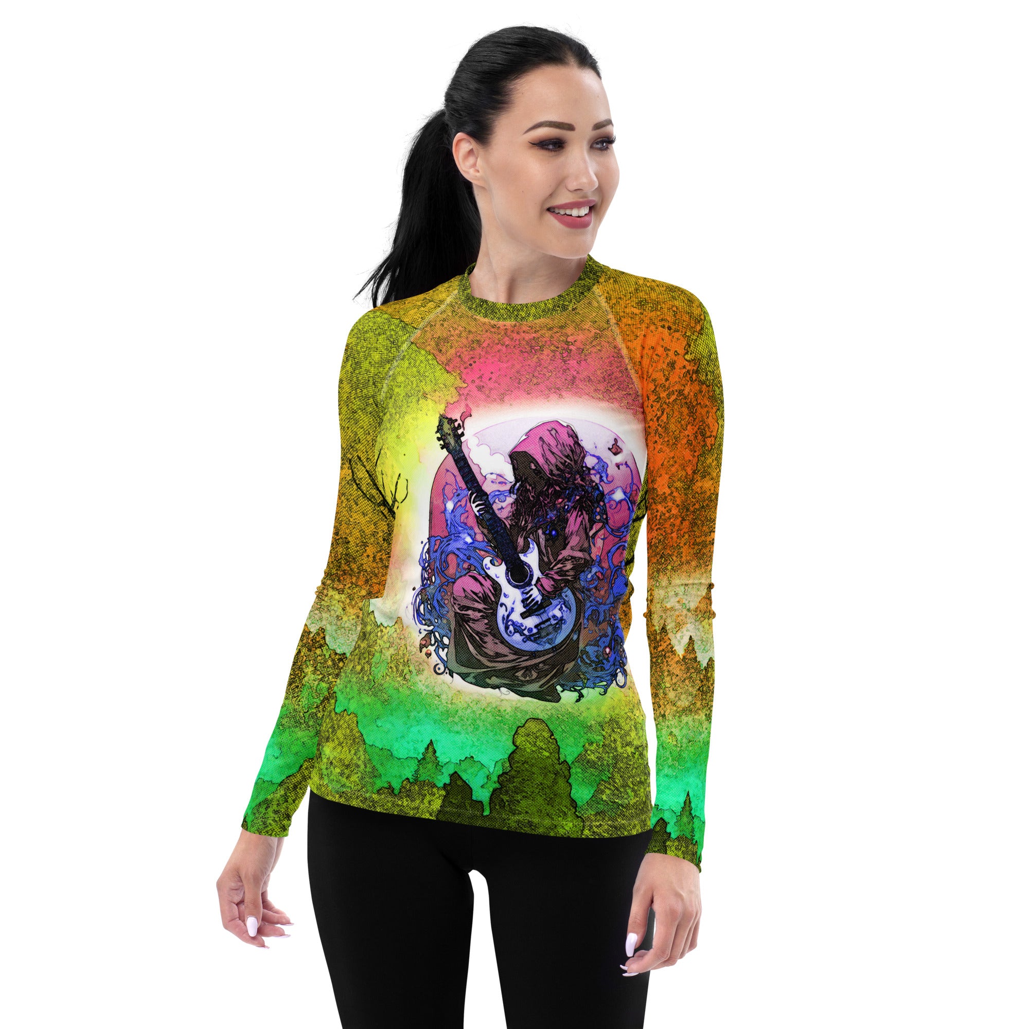 Set Sail With The Vibrant Violin Voyage Women's Rash Guard