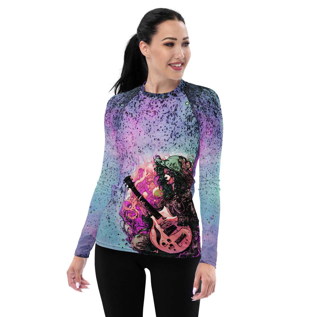 Tuneful Turtle Tapestry Women's Rash Guard