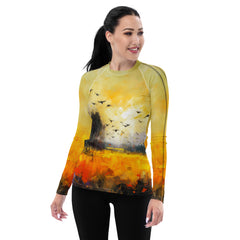 Moonlit Beach Landscape Rash Guard