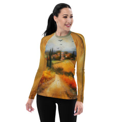 Sunlit Shoreline Adventure All-Over Print Women's Rash Guard