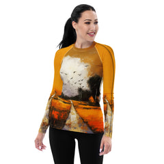 Serene Lakeside Landscape Women's Rash Guard