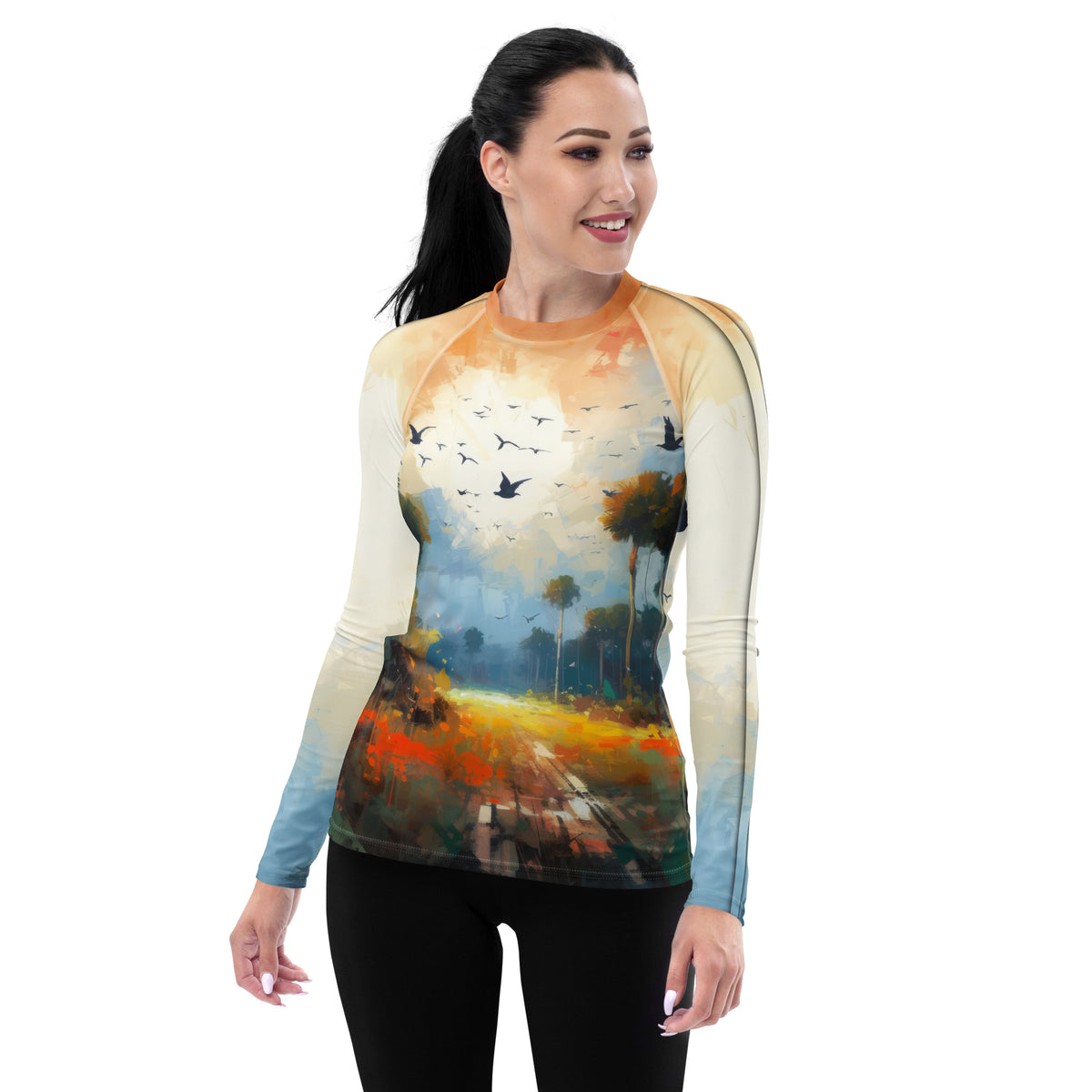 Coastal Sunrise Landscape Women's Rash Guard