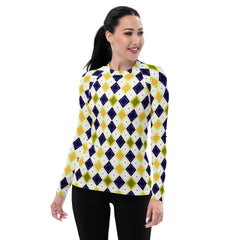 Golden Diamonds All-Over Print Women's Rash Guard