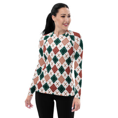 Chic Diamond Waves All-Over Print Women's Rash Guard