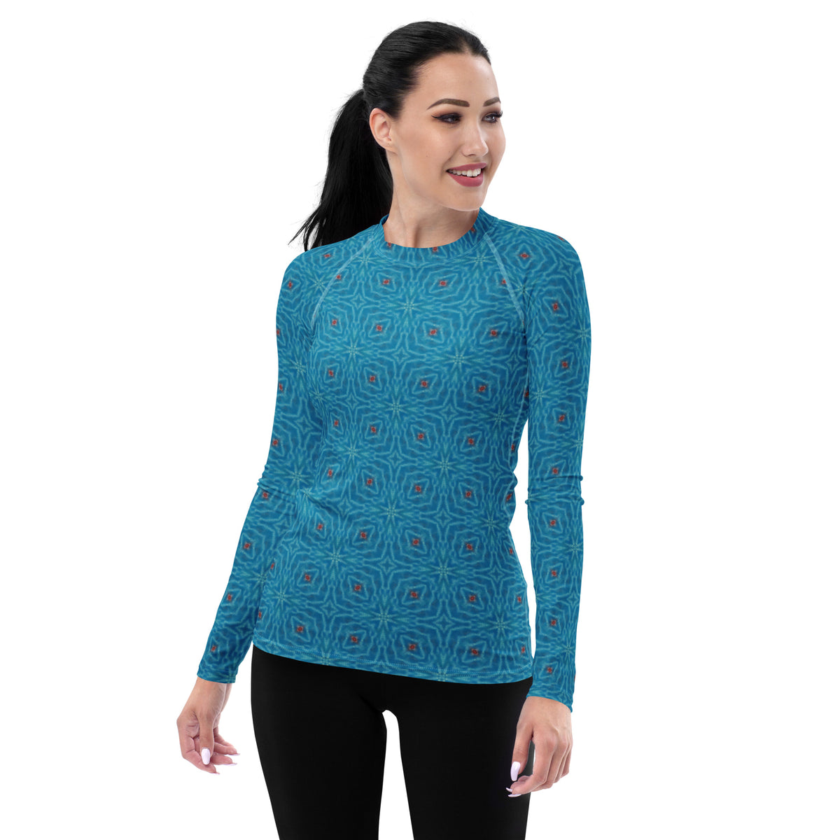 Vibrant Floral Pattern Women's Rash Guard