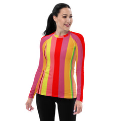 Neon Dreams Colorful Stripe All-Over Print Women's Rash Guard