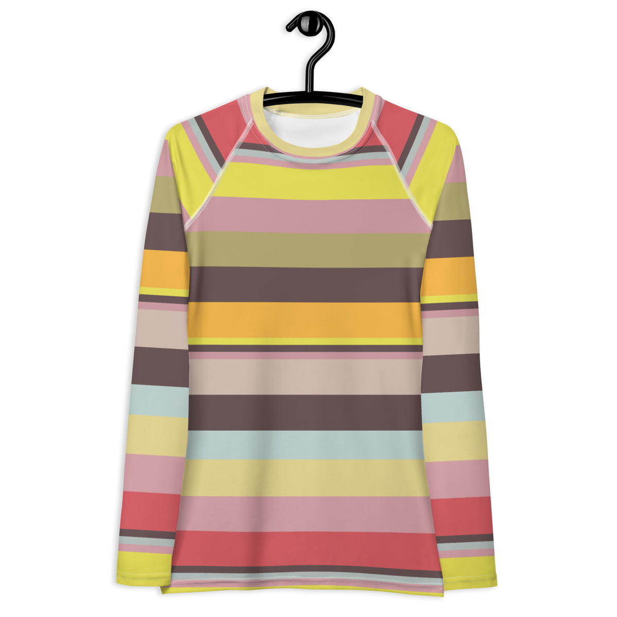 Vibrant Watercolor Strokes Colorful Stripe Women's Rash Guard