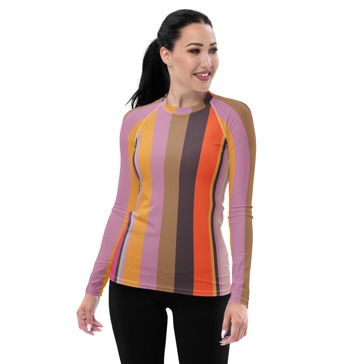 Cosmic Carnival Colorful Stripe All-Over Print Women's Rash Guard