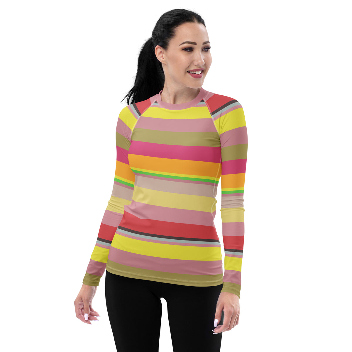 Paradise Palette Colorful Stripe All-Over Print Women's Rash Guard