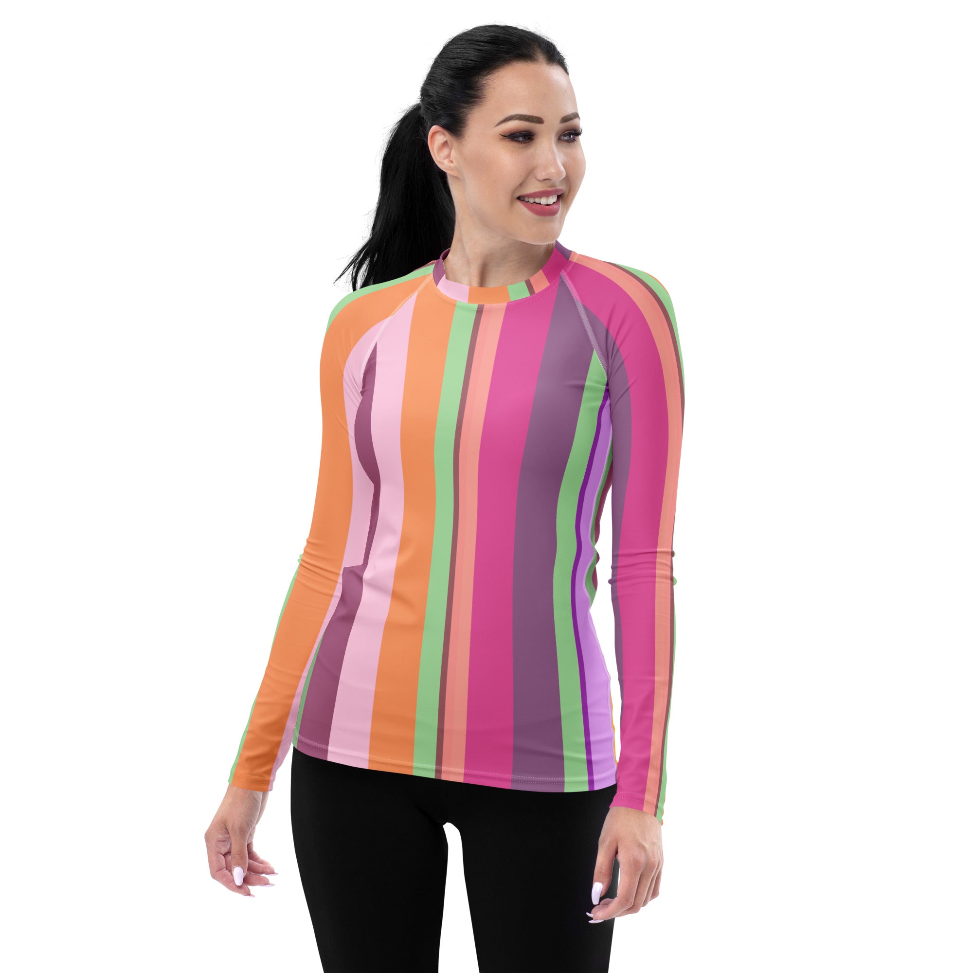 Bold Horizon Women's Rash Guard front view with UV protection.