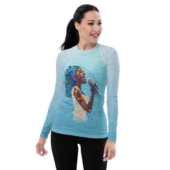 Vibrant sunset silhouette design on rash guard