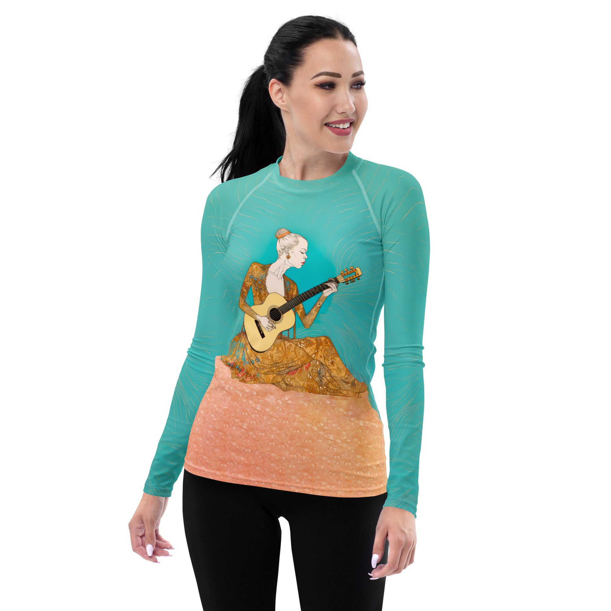 Vibrant Funky Fusion Rash Guard for Women - Multicolor Pattern