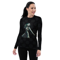 Front view of Floral Fusion Women's Rash Guard