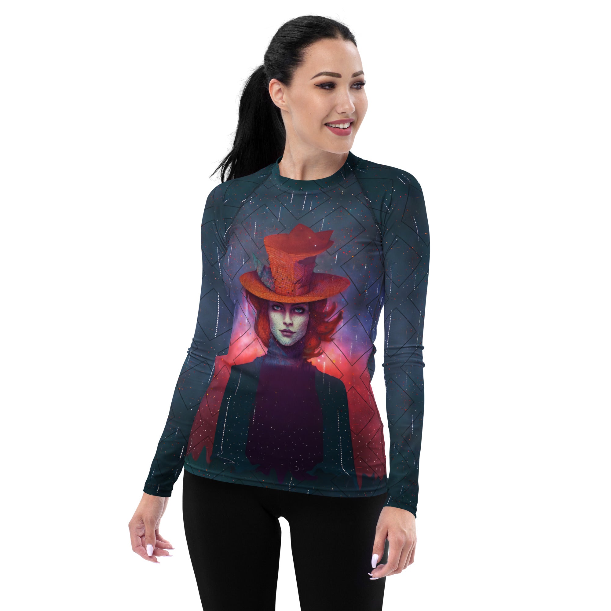Galactic Explorer Rash Guard for women, ideal for water sports