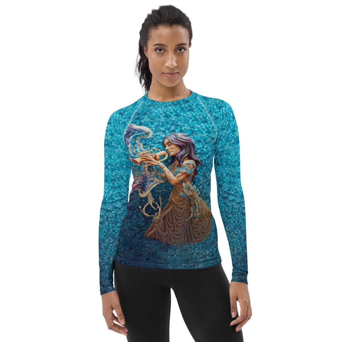 Paper Crane Flight Women's Rash Guard front view.