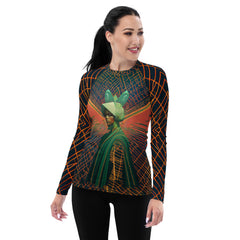 Mystic Waves All-Over Print Women's Rash Guard side view.