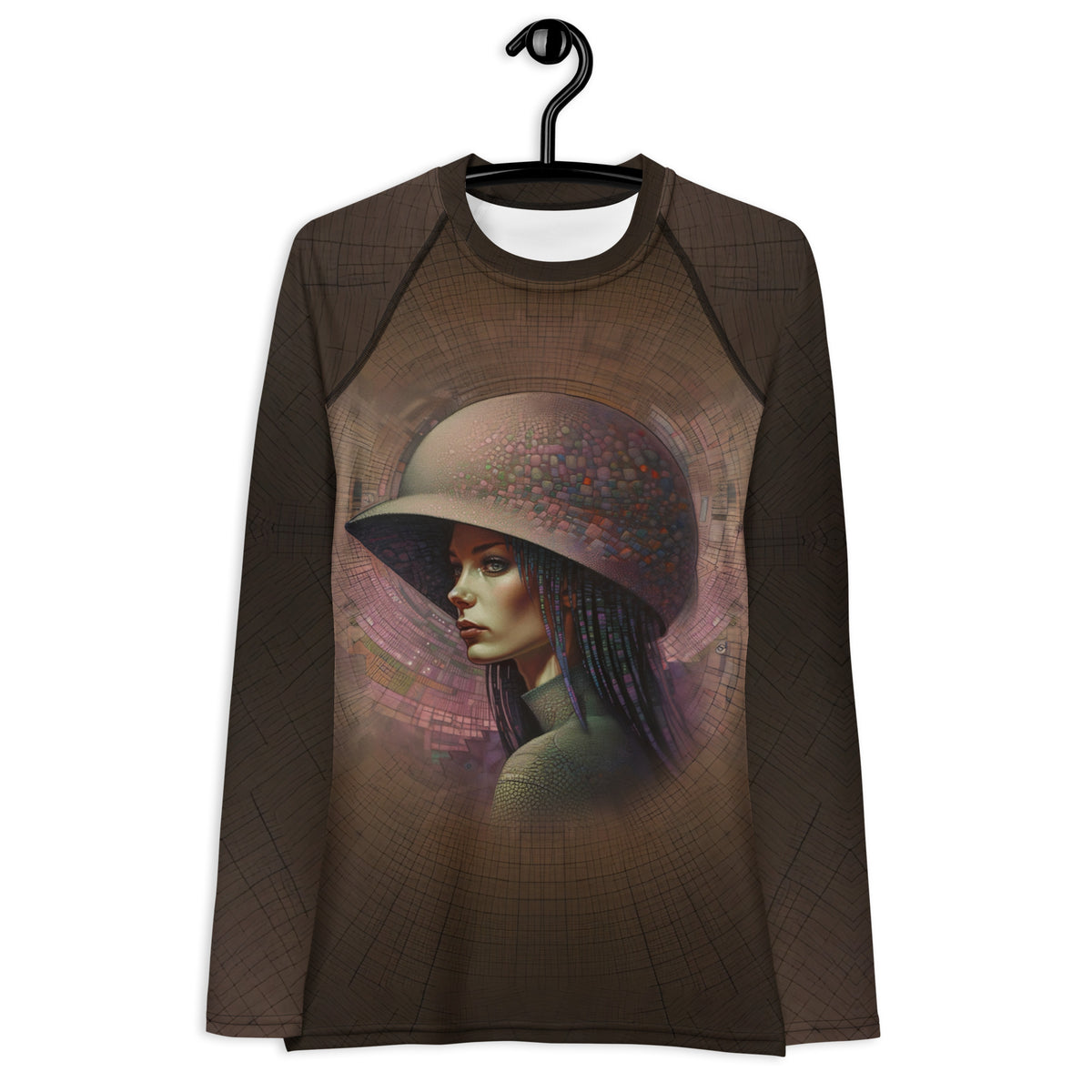 Ethereal Beauty All-Over Print Women's Rash Guard front view.