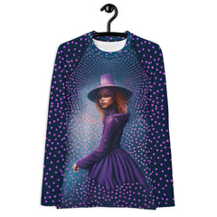 Galactic Glow All-Over Print Women's Rash Guard front view.