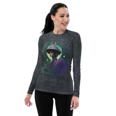 Floral Essence All-Over Print Women's Rash Guard side view.