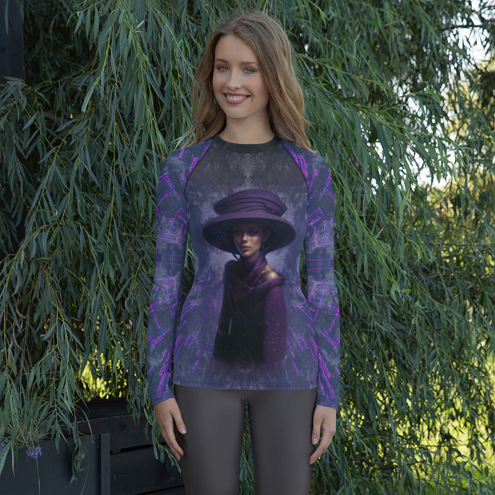 Boho Harmony All-Over Print Women's Rash Guard front view.