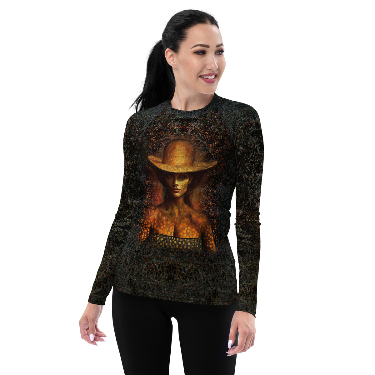 Modern Mosaic pattern on women's rash guard