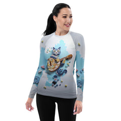 Artistic Aviary women's rash guard front view.