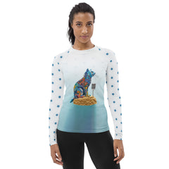 Intricate coral pattern women's rash guard.