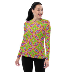 Colorful mosaic pattern women's rash guard