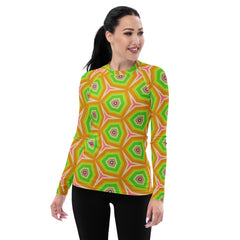 Durable rash guard for women with urban art