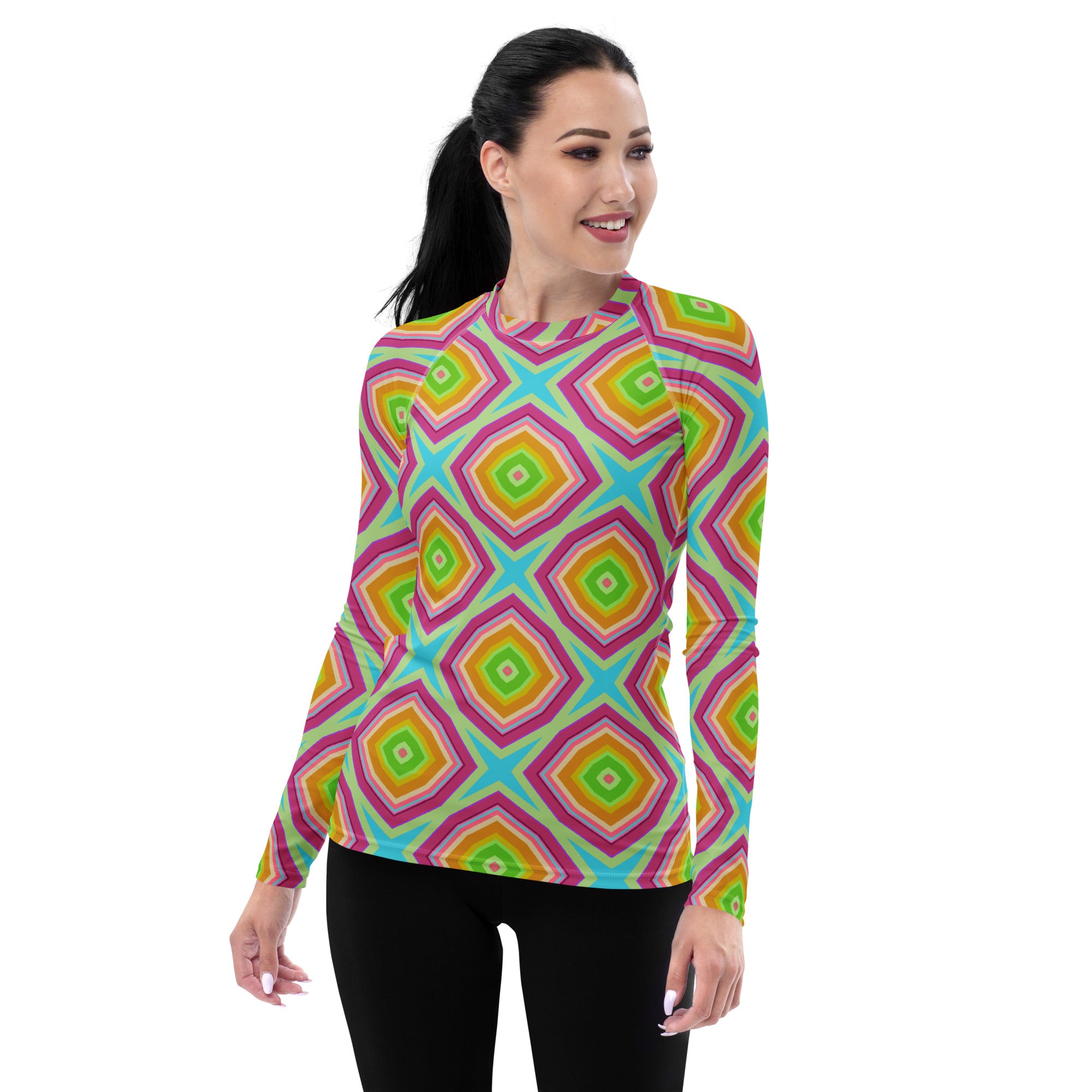 Colorful and artistic rash guard for women