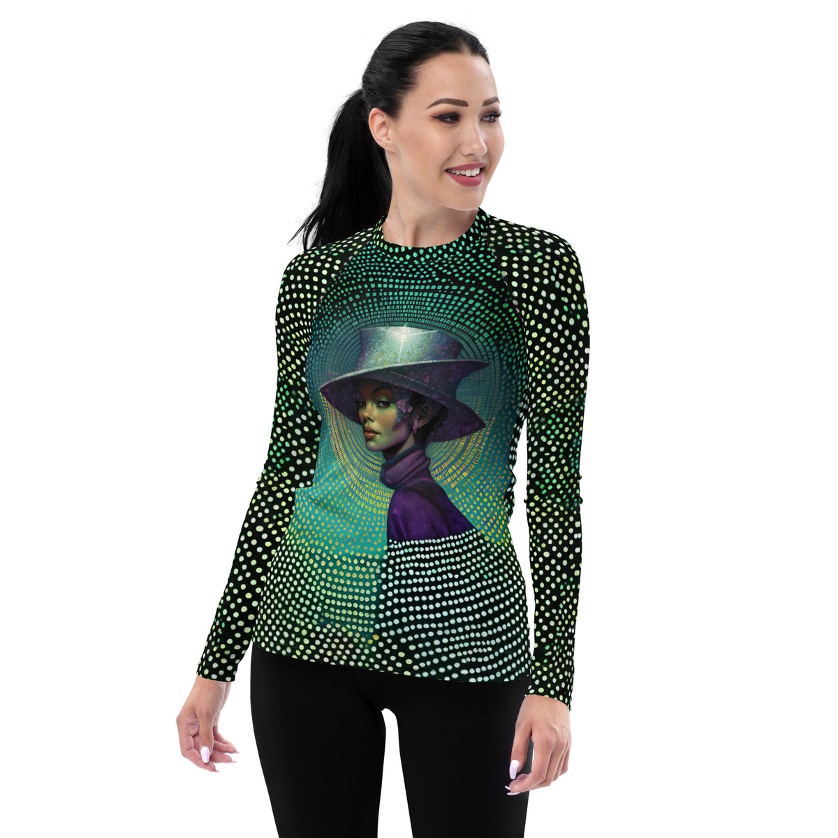 Avant-Garde Chic Women's Rash Guard with unique pattern