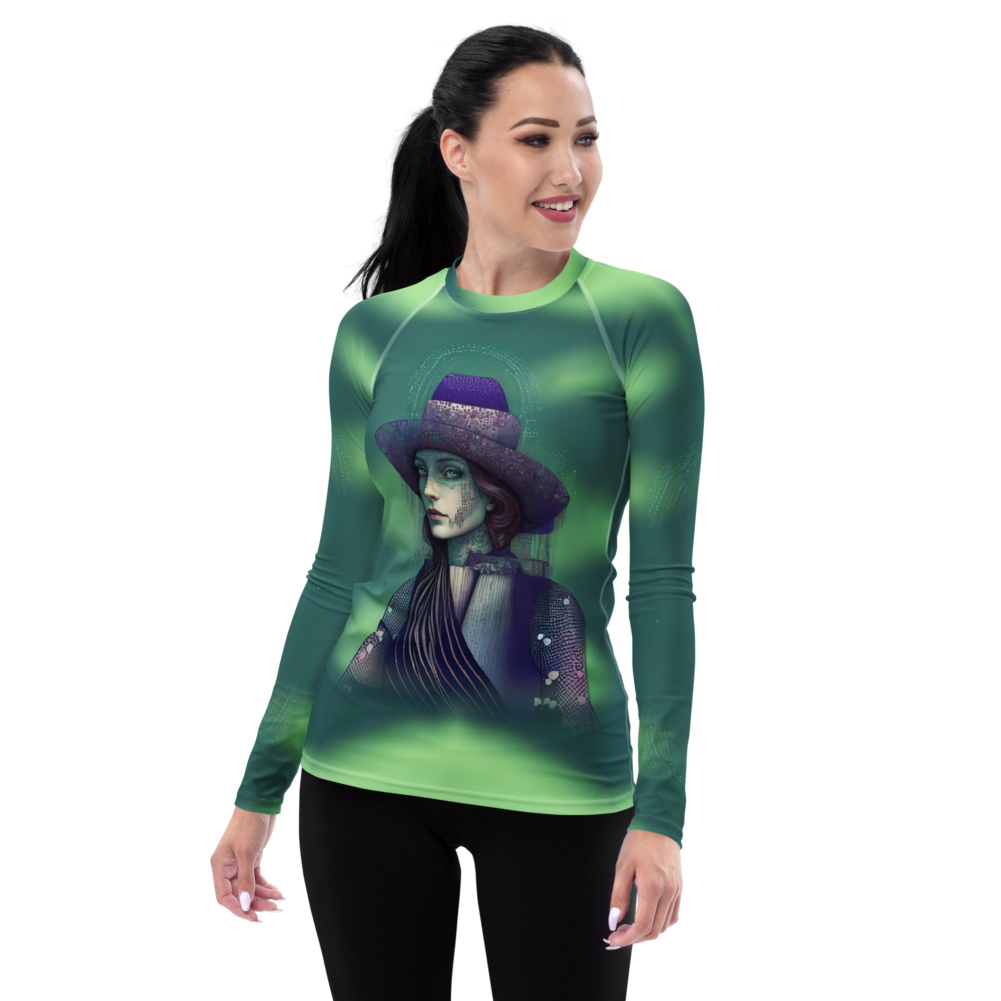 Stylish Artistic Fusion rash guard for women