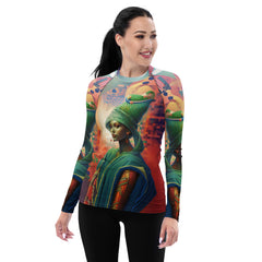 Women's rash guard with refined mosaic pattern