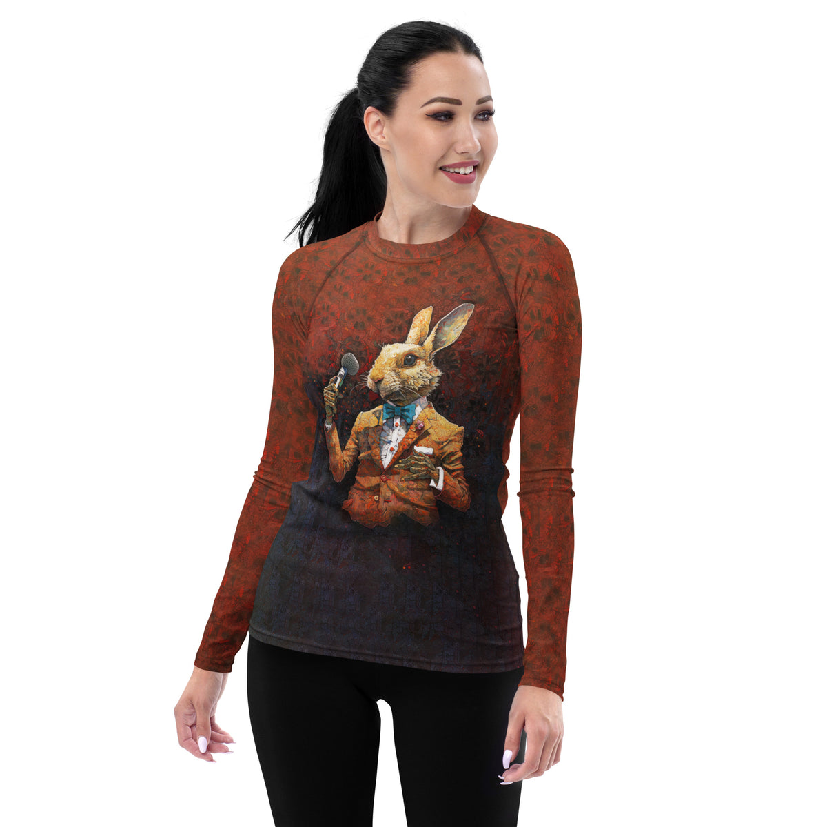 Women's Playful Rabbit Rash Guard for surfing