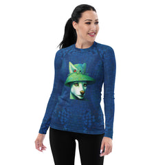 Doggone Cute Women's Rash Guard front view on model