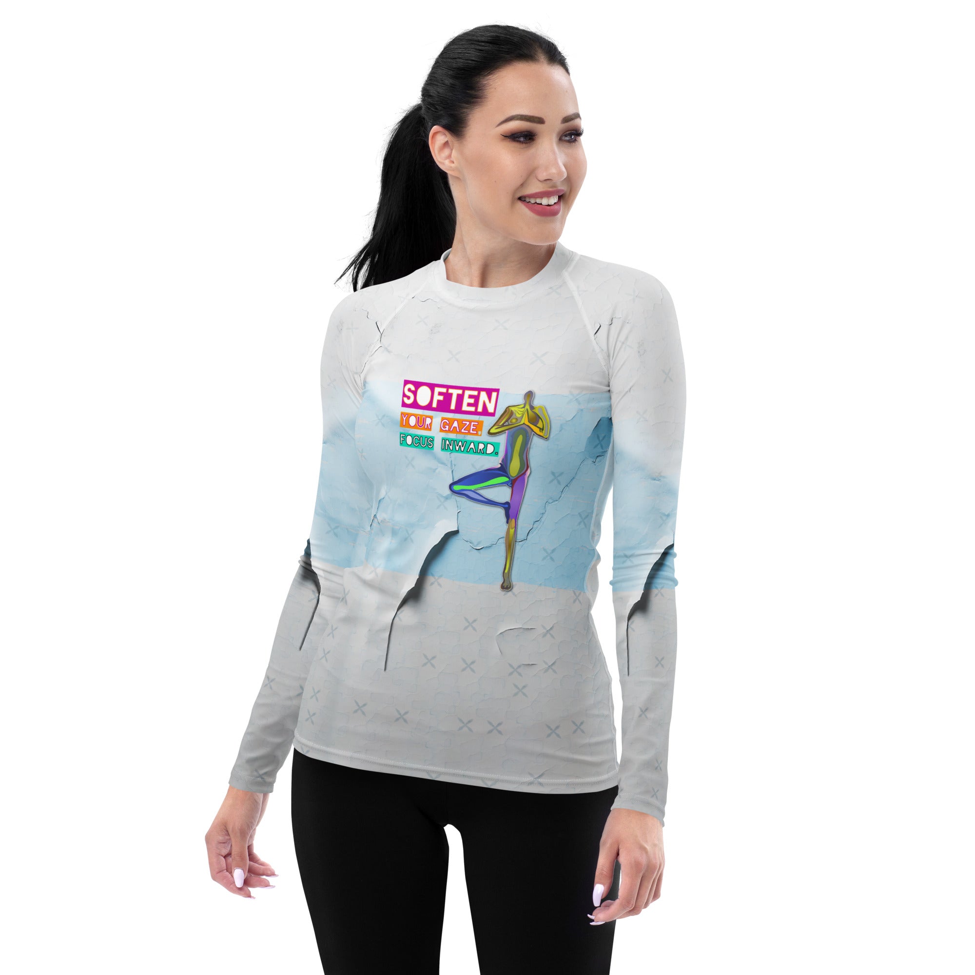 Stylish and protective Radiant Triangle women's rash guard.