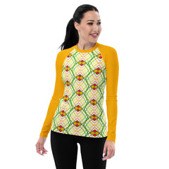 Geometric pattern women's rash guard for surfing