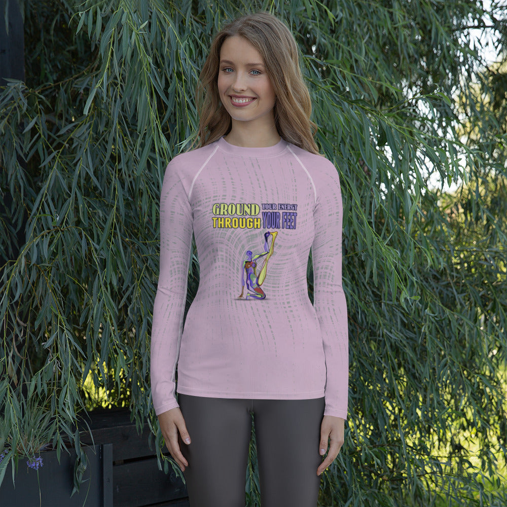 Women's rash guard featuring dynamic Cobra Pose design.