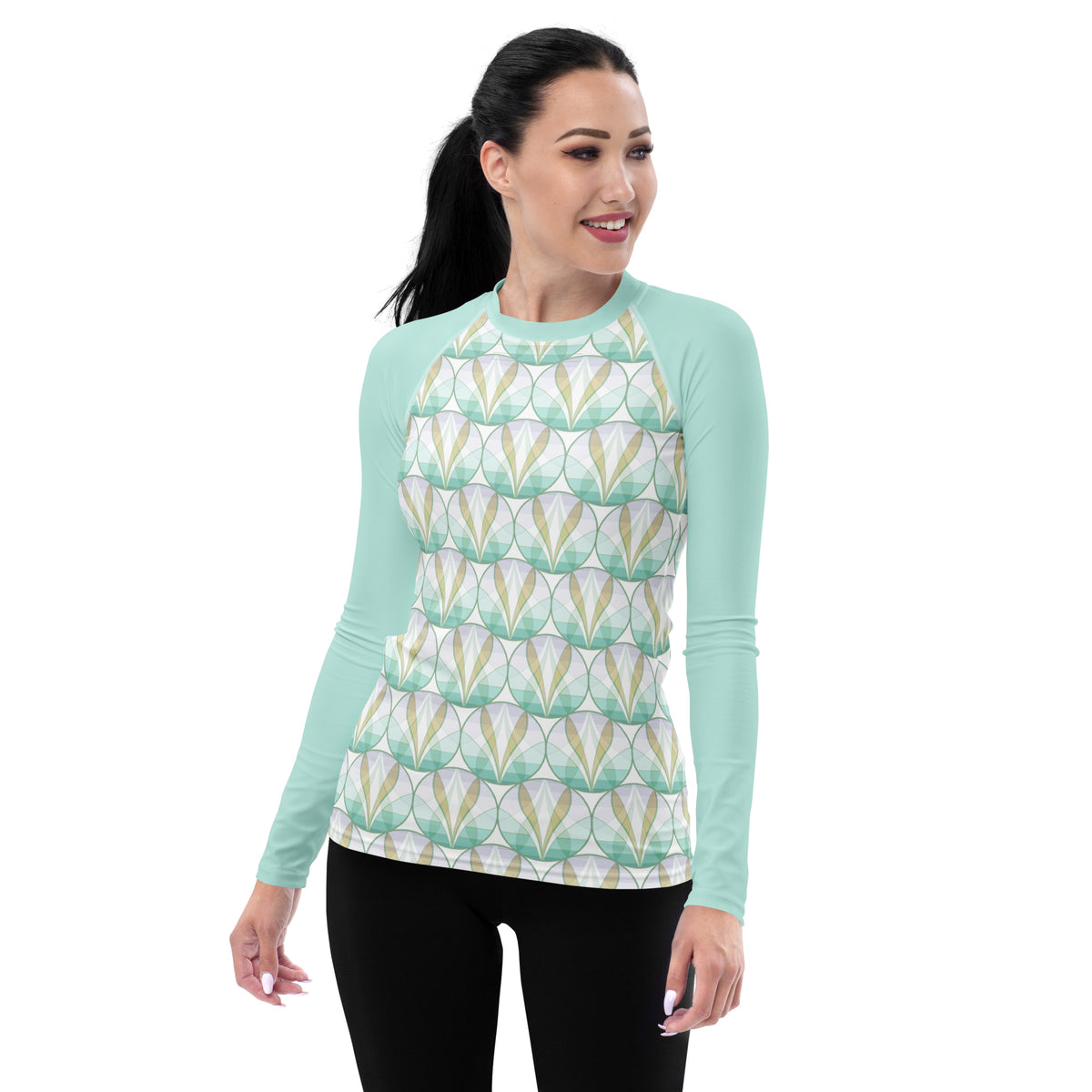 Abstract Artistry pattern on women's rash guard