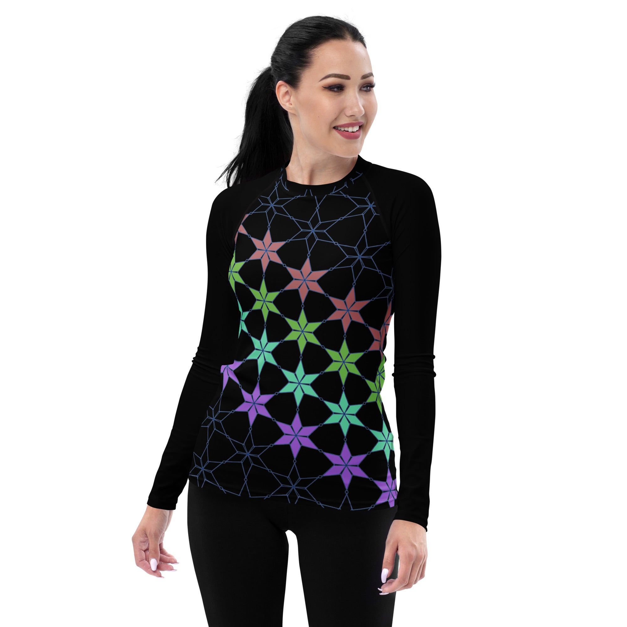 Geometric Bliss Women's Rash Guard front view