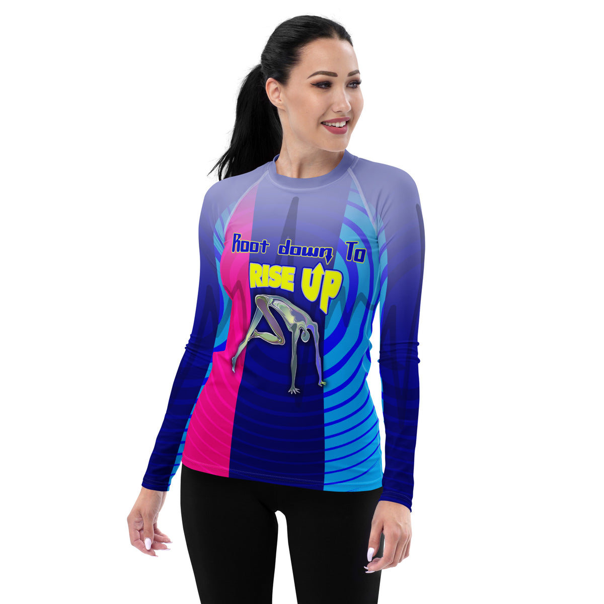 Reflective Retreat Women's Rash Guard front view.