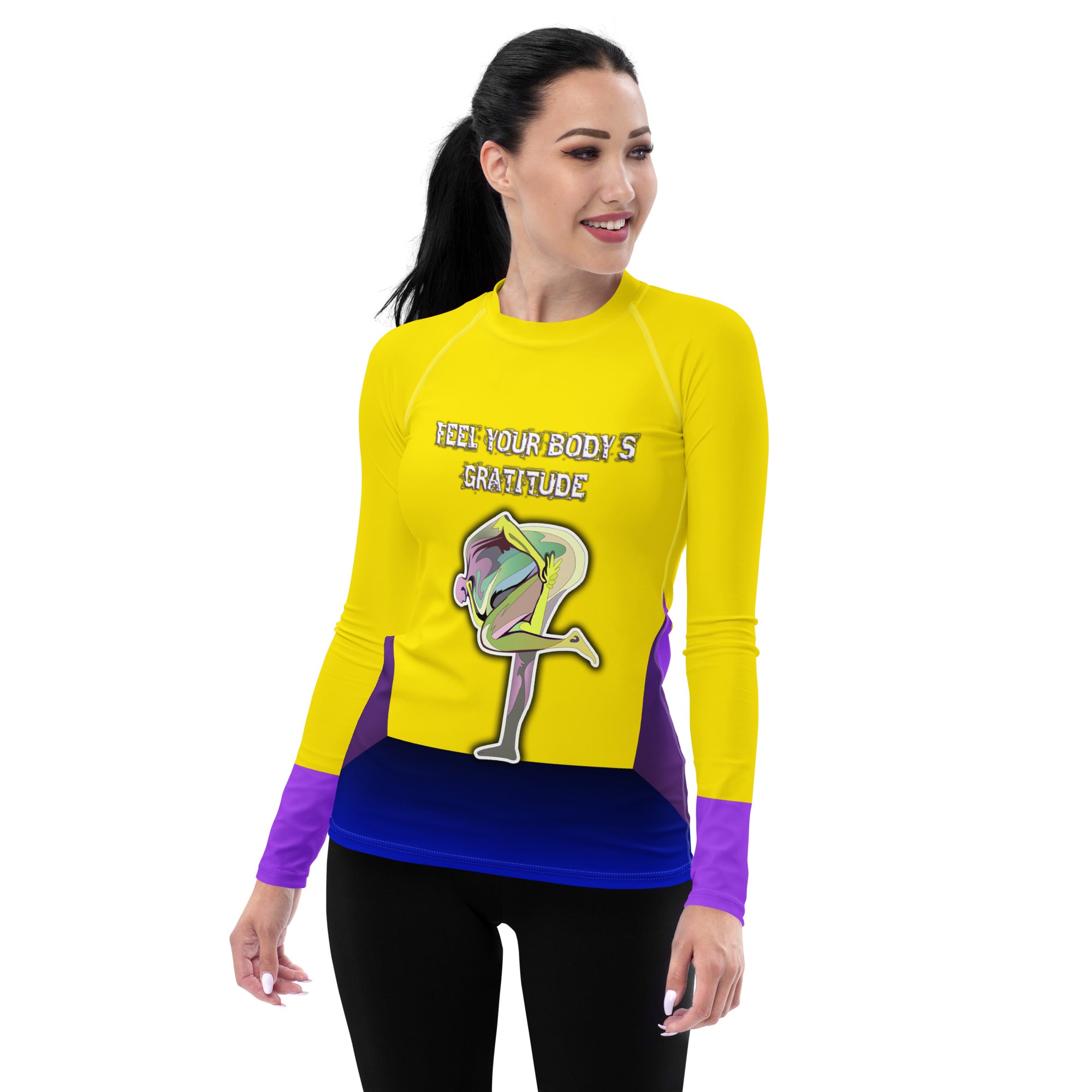 Quiet Quartz Women's Rash Guard front view.