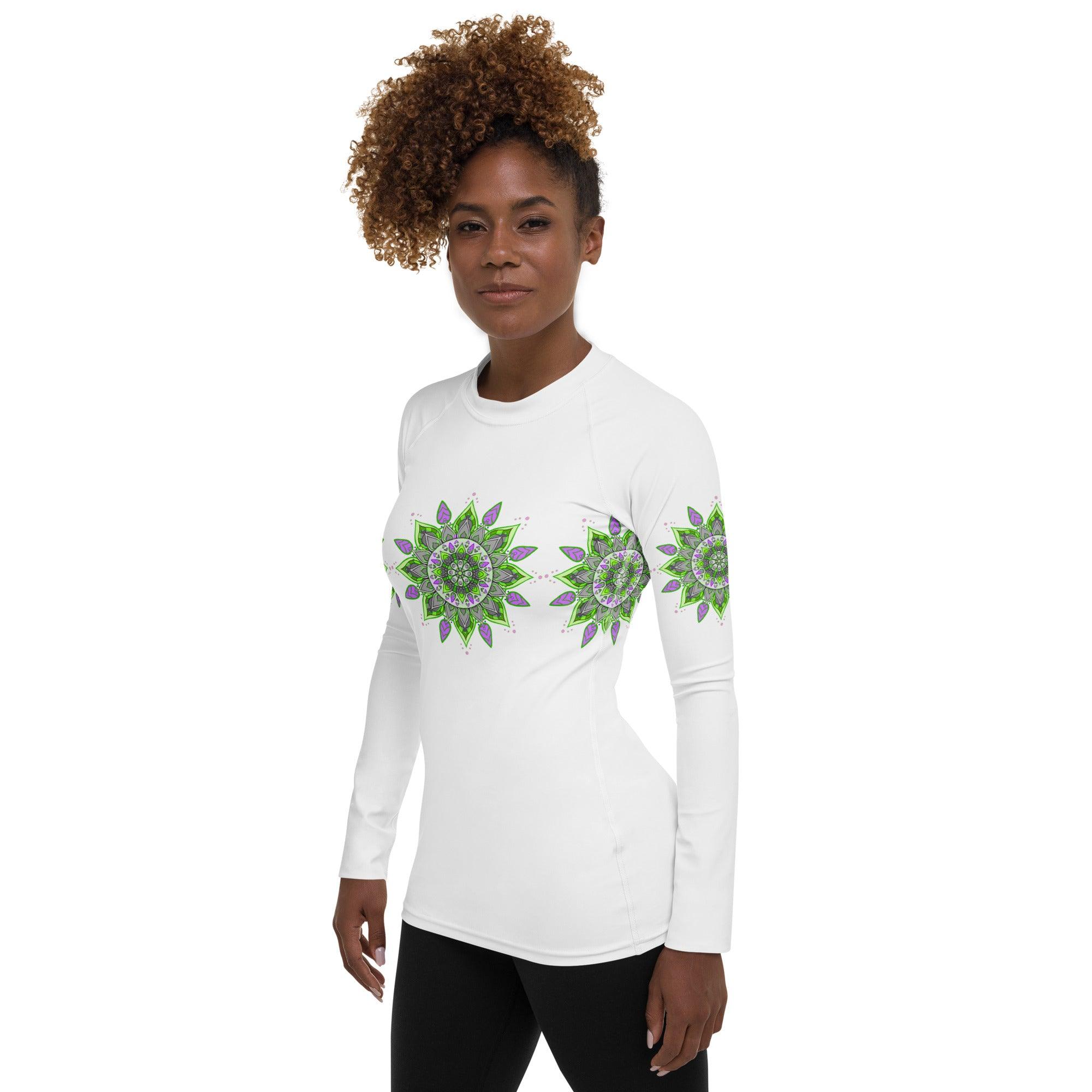 Tranquil Watercolor Mandala Women's Rash Guard - Beyond T-shirts