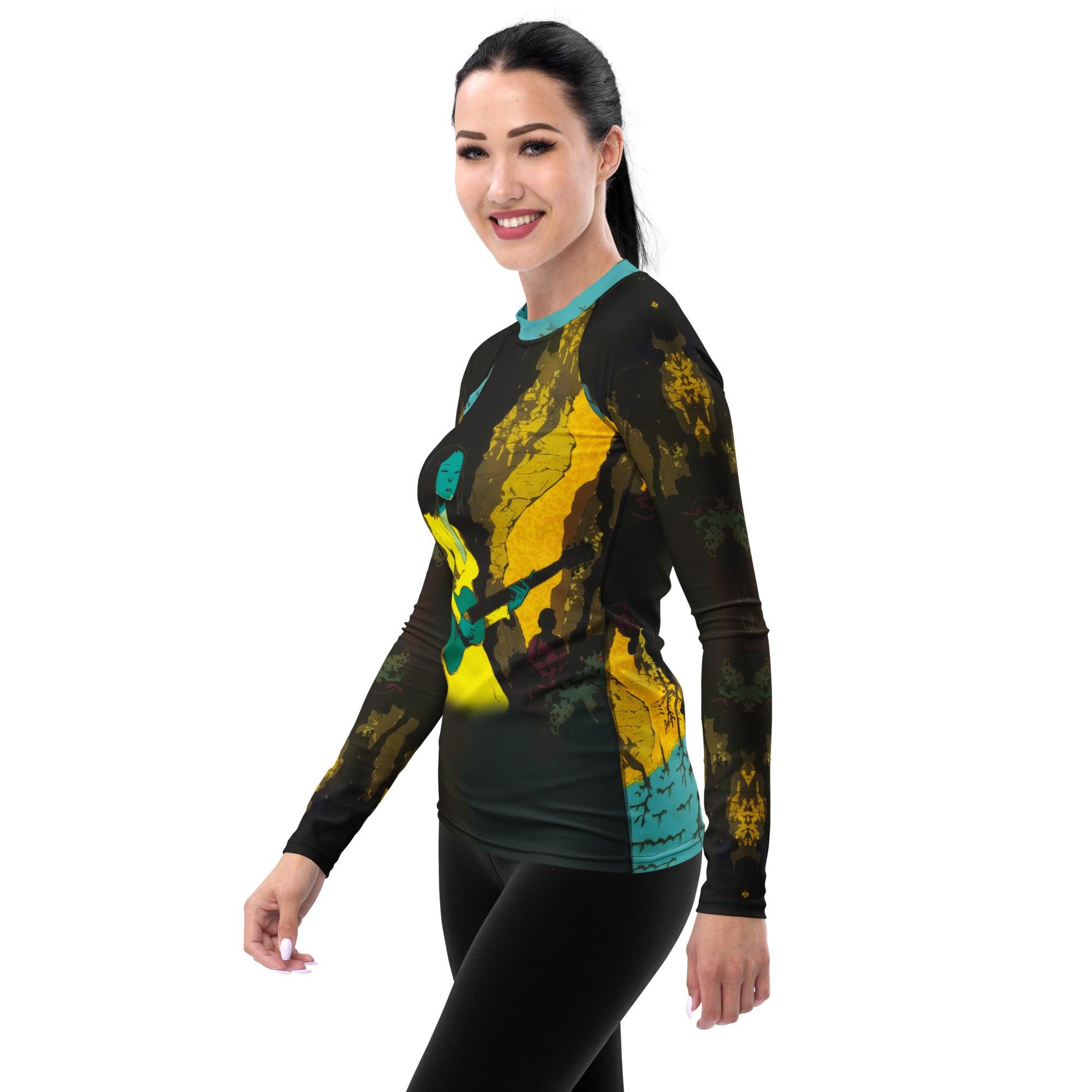 NS-873 women's rash guard on display in sportswear store