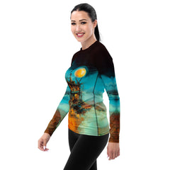 Haunted Night All-Over Print Women's Rash Guard - Embrace Halloween By The Sea - Beyond T-shirts