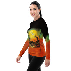 Ghoulish Waves All-Over Print Women's Rash Guard Conquer The Beach And Halloween - Beyond T-shirts