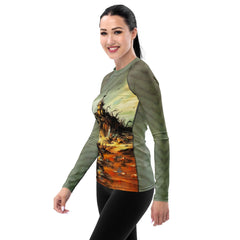 Wicked Waves All Over Print Women's Rash Guard Ride The Halloween Spirit - Beyond T-shirts