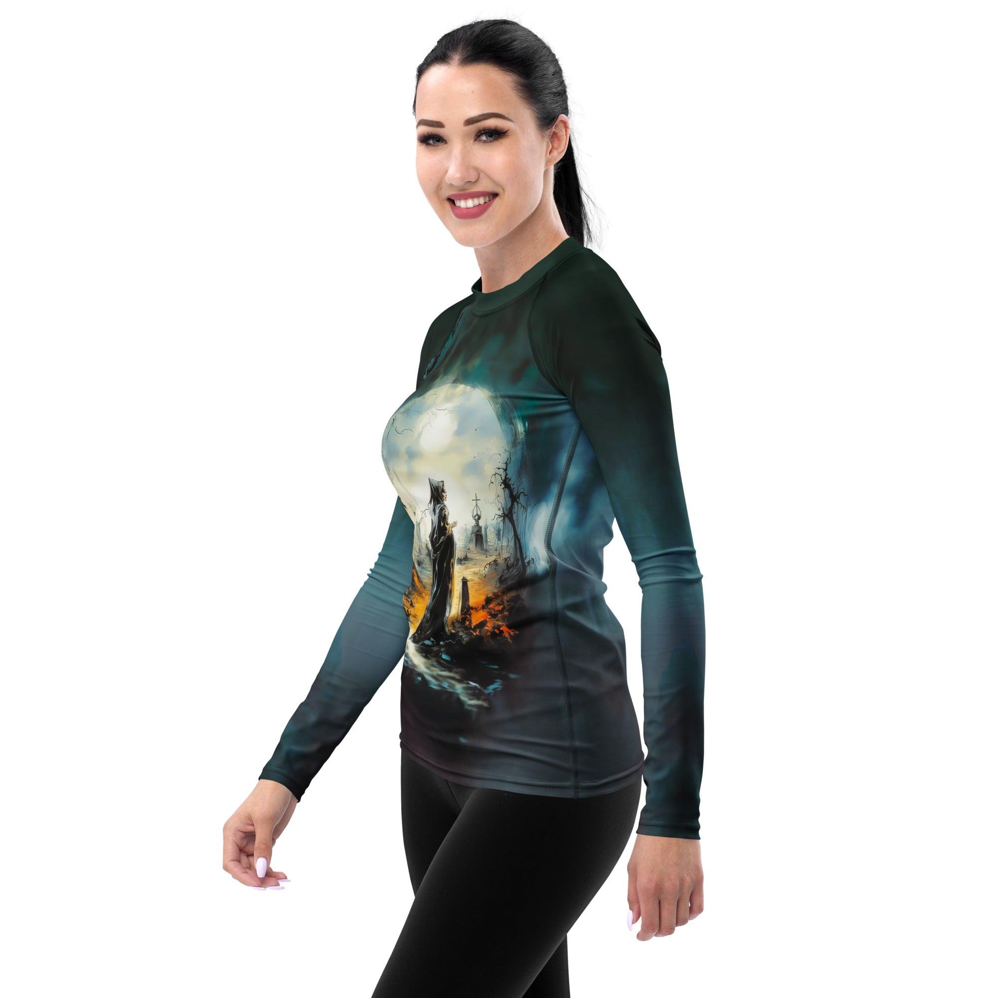 Halloween Haunts All Over Print Women's Rash Guard Ride The Spooky Seas - Beyond T-shirts