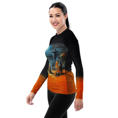 Enchanted Surfing All Over Print Women's Rash Guard Embrace Halloween Magic - Beyond T-shirts